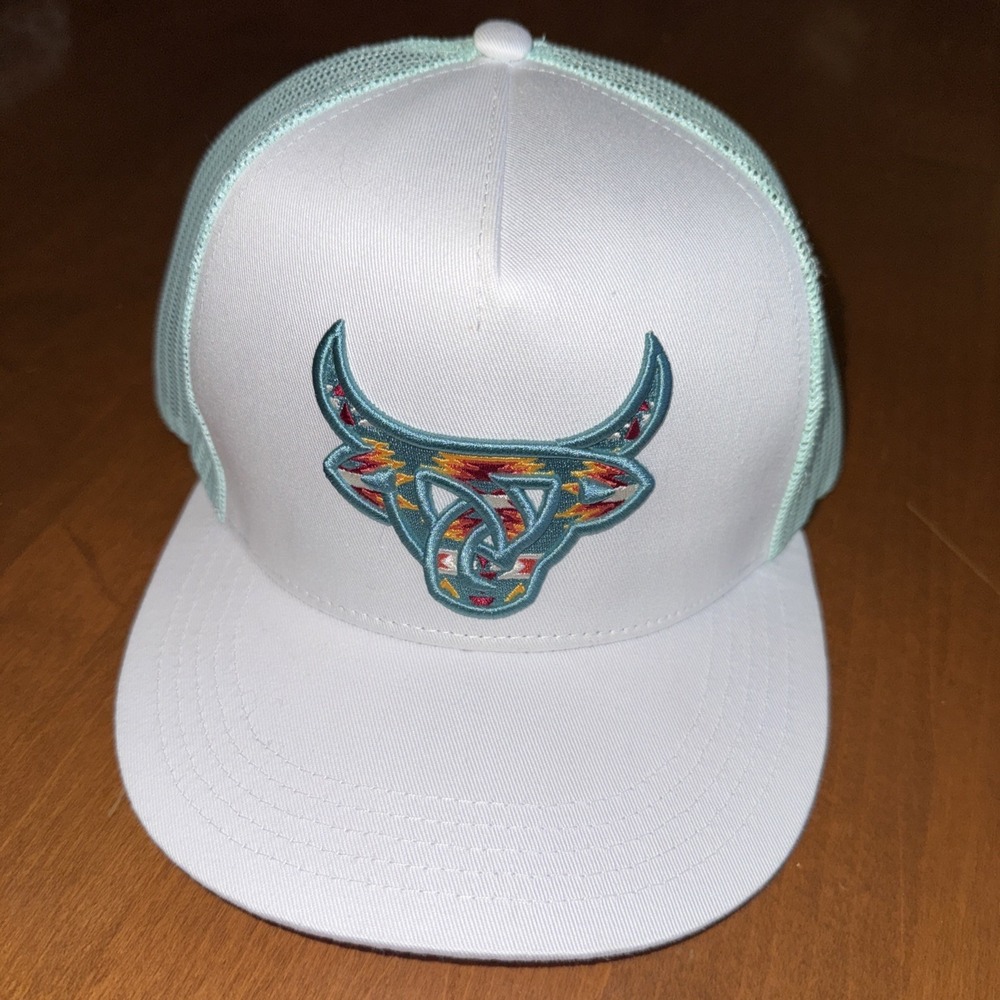 Lost Calf Olmeca Flat Bill Adjustable Snapback Trucker Cap Hat Unisex EUC